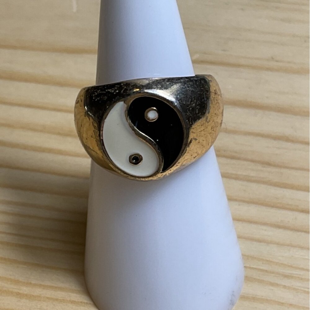 Gold Plated Yin Yang Adjustable Ring